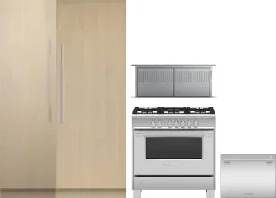 5 Piece Package Includes Refrigerator, Freezer, Range, Hood And Dishwasher